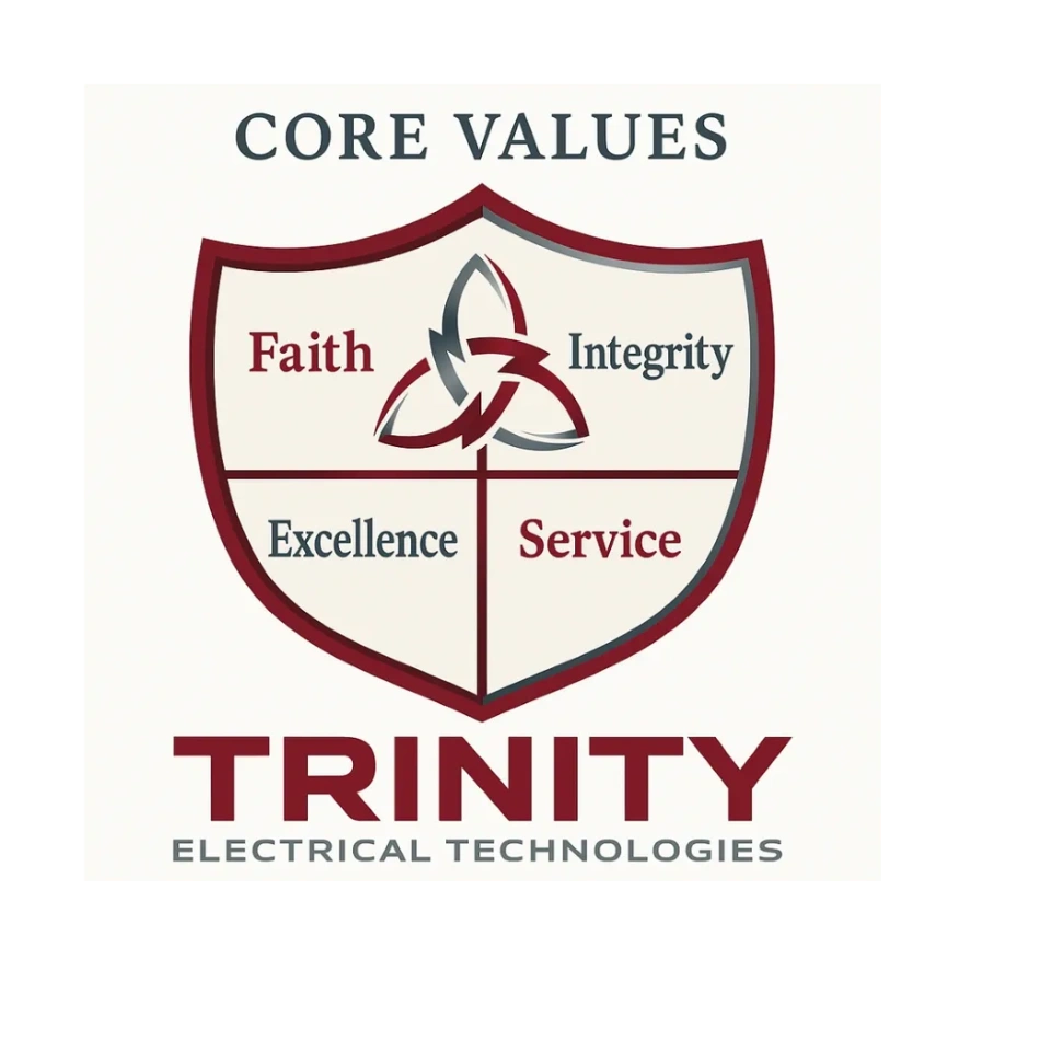 Trinity Electrical Technologies Core Values: Faith, Integrity, Excellence, Service